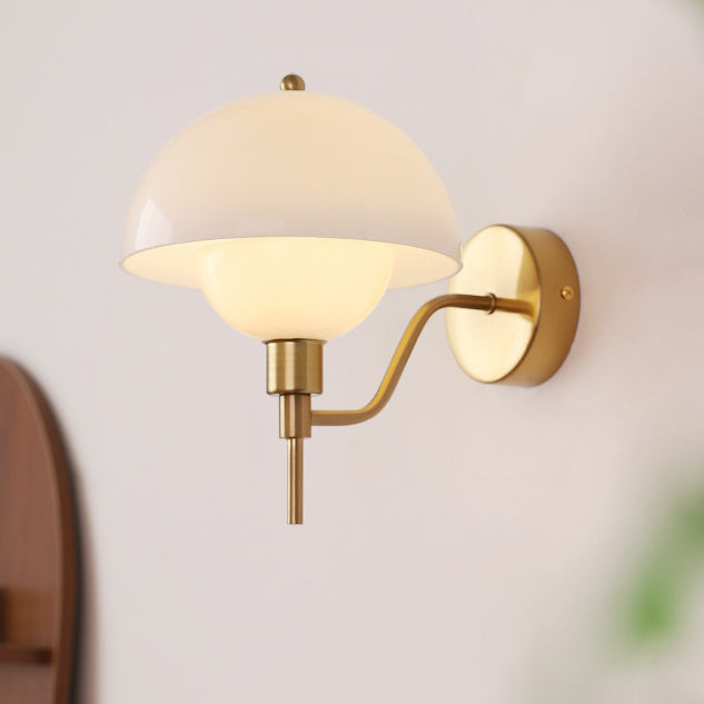 Traditional French Round Mushroom Shape Glass Acrylic Iron 1-Light Wall Sconce Lamp For Living Room