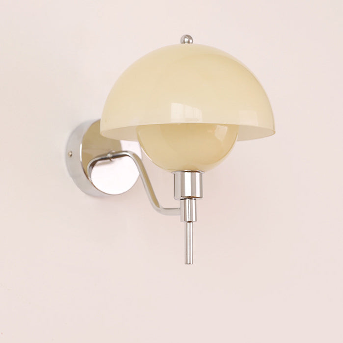 Traditional French Round Mushroom Shape Glass Acrylic Iron 1-Light Wall Sconce Lamp For Living Room