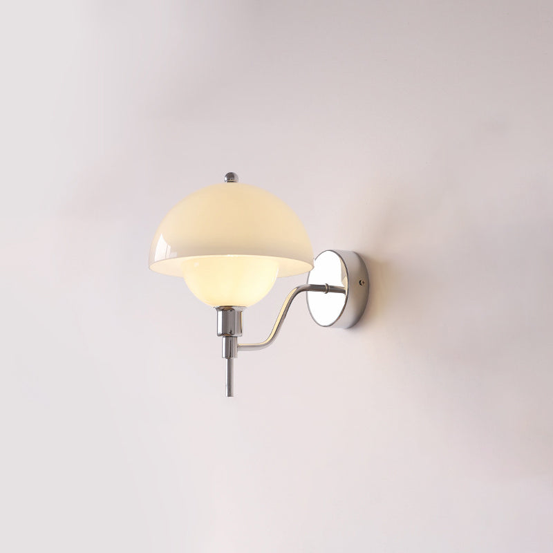 Traditional French Round Mushroom Shape Glass Acrylic Iron 1-Light Wall Sconce Lamp For Living Room