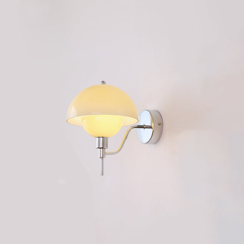 Traditional French Round Mushroom Shape Glass Acrylic Iron 1-Light Wall Sconce Lamp For Living Room