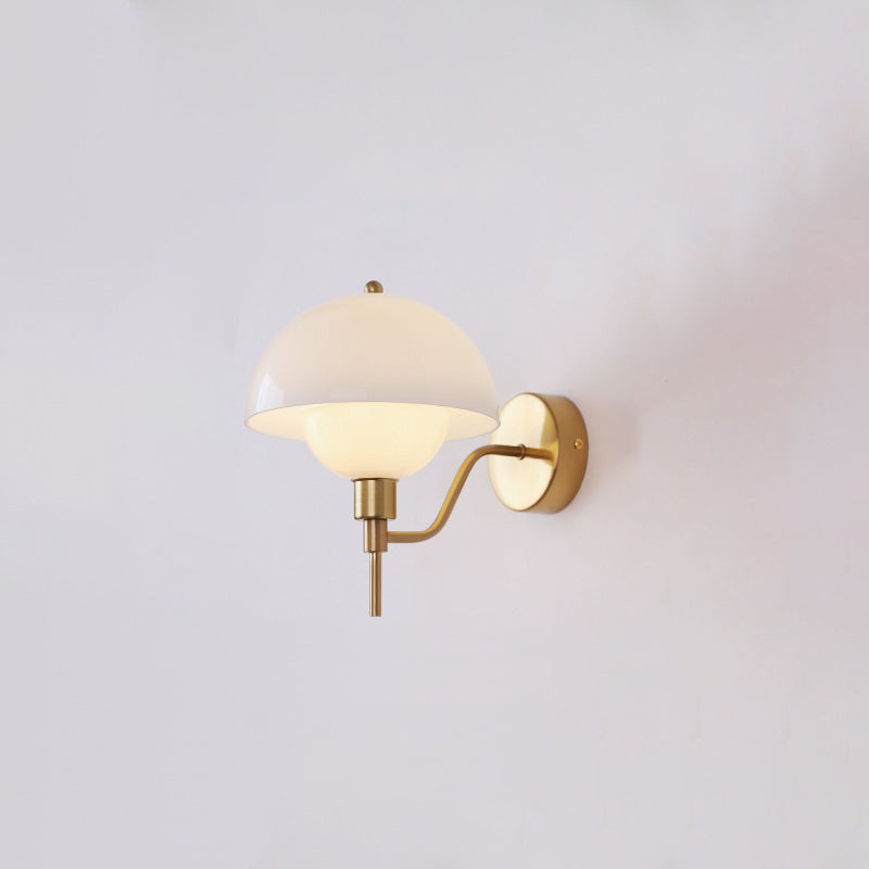 Traditional French Round Mushroom Shape Glass Acrylic Iron 1-Light Wall Sconce Lamp For Living Room