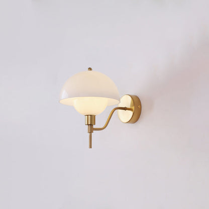 Traditional French Round Mushroom Shape Glass Acrylic Iron 1-Light Wall Sconce Lamp For Living Room