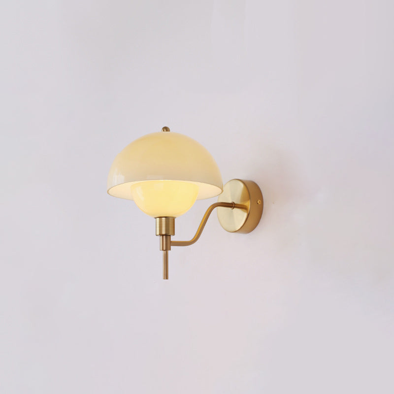 Traditional French Round Mushroom Shape Glass Acrylic Iron 1-Light Wall Sconce Lamp For Living Room