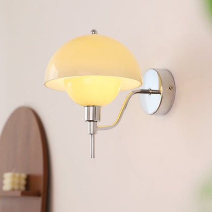 Traditional French Round Mushroom Shape Glass Acrylic Iron 1-Light Wall Sconce Lamp For Living Room