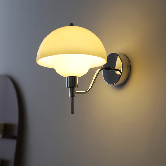 Traditional French Round Mushroom Shape Glass Acrylic Iron 1-Light Wall Sconce Lamp For Living Room
