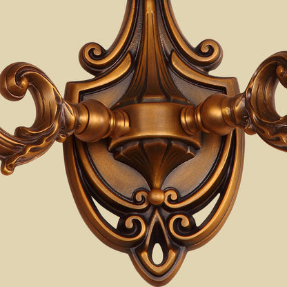 Traditional Vintage Pod Patterned Marble Brass 2-Light Wall Sconce Lamp For Living Room