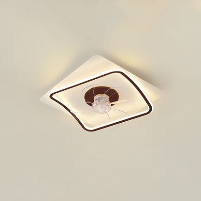 モダンアールデコ調 三角形 五角形 四角形 PVC アルミ LED フラッシュマウント シーリングファンライト 寝室用
