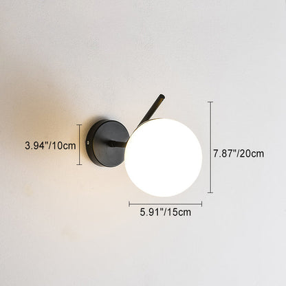Contemporary Creative Round Orb Water Patterned Glass Iron 1-Light Wall Sconce Lamp For Living Room