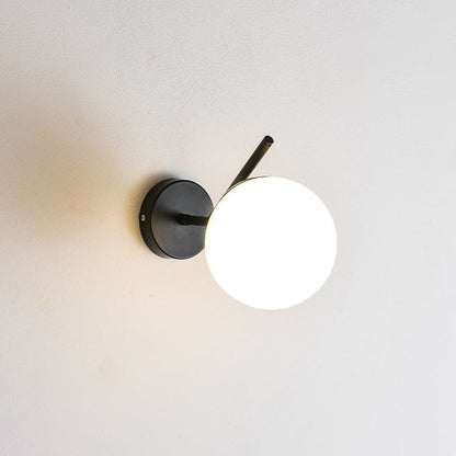 Contemporary Creative Round Orb Water Patterned Glass Iron 1-Light Wall Sconce Lamp For Living Room