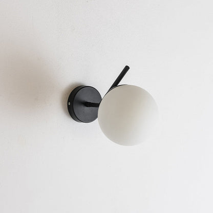 Contemporary Creative Round Orb Water Patterned Glass Iron 1-Light Wall Sconce Lamp For Living Room