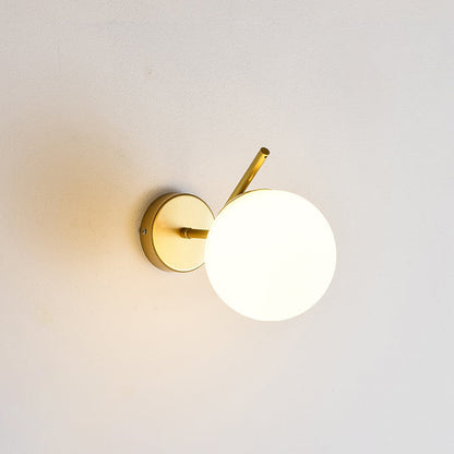 Contemporary Creative Round Orb Water Patterned Glass Iron 1-Light Wall Sconce Lamp For Living Room