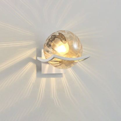 Contemporary Scandinavian Orb Watermarked Glass Hardware 1-Light Wall Sconce Lamp For Living Room