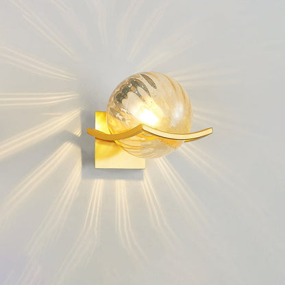 Contemporary Scandinavian Orb Watermarked Glass Hardware 1-Light Wall Sconce Lamp For Living Room