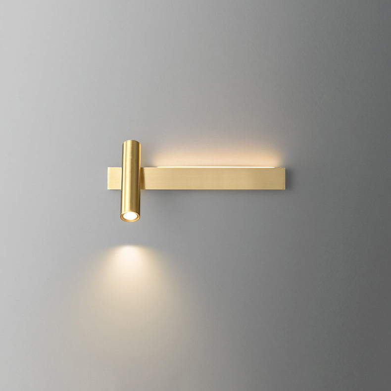 Modern Minimalist Rectangular Rotatable Cylinder Acrylic Copper LED Wall Sconce Lamp For Living Room
