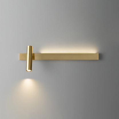 Modern Minimalist Rectangular Rotatable Cylinder Acrylic Copper LED Wall Sconce Lamp For Living Room