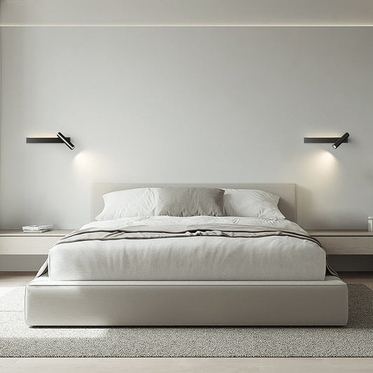 Modern Minimalist Rectangular Rotatable Cylinder Acrylic Copper LED Wall Sconce Lamp For Living Room