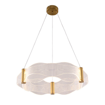 Modern Luxury Waves Round Acrylic Iron LED Chandelier Island Light For Living Room