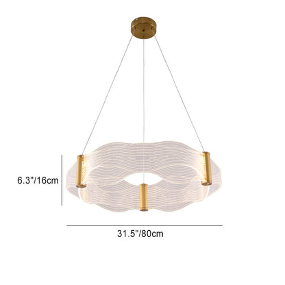 Modern Luxury Waves Round Acrylic Iron LED Chandelier Island Light For Living Room