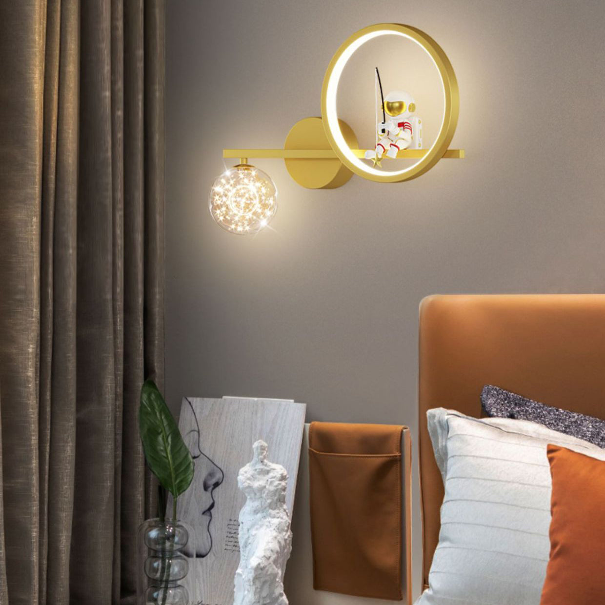 مصباح حائط LED دائري من الأكريليك من الحديد بتصميم آرت ديكو عصري لغرفة المعيشة 