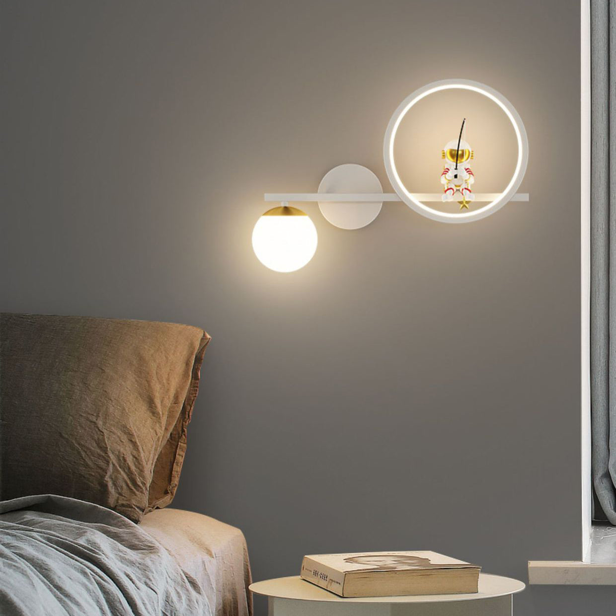 مصباح حائط LED دائري من الأكريليك من الحديد بتصميم آرت ديكو عصري لغرفة المعيشة 