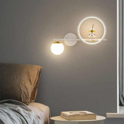 مصباح حائط LED دائري من الأكريليك من الحديد بتصميم آرت ديكو عصري لغرفة المعيشة 