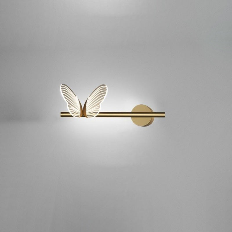 Modern Luxury Butterfly Round Long Acrylic Aluminum Iron LED Wall Sconce Lamp For Living Room