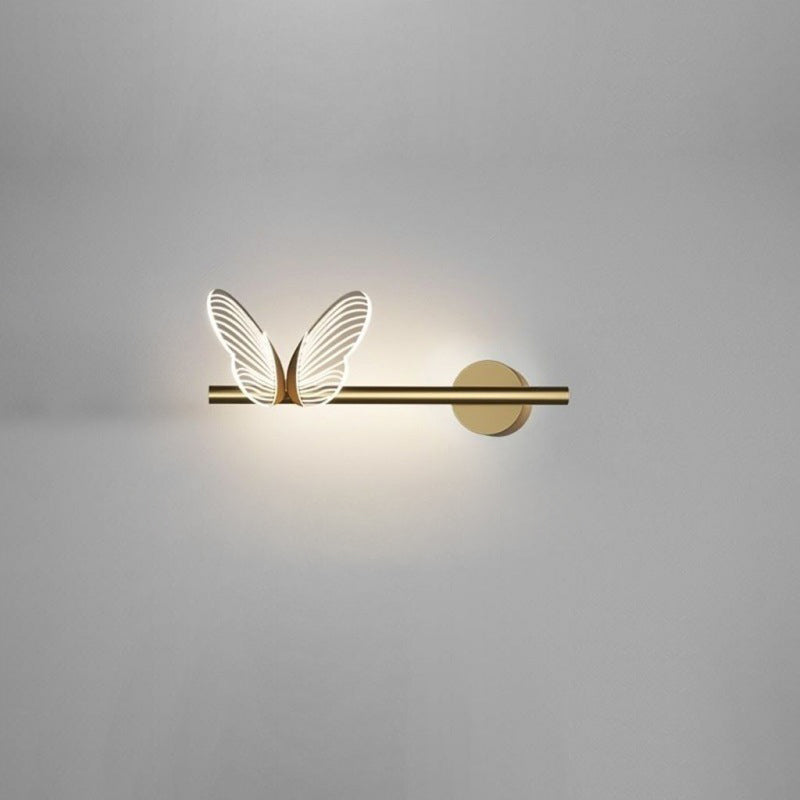 Modern Luxury Butterfly Round Long Acrylic Aluminum Iron LED Wall Sconce Lamp For Living Room