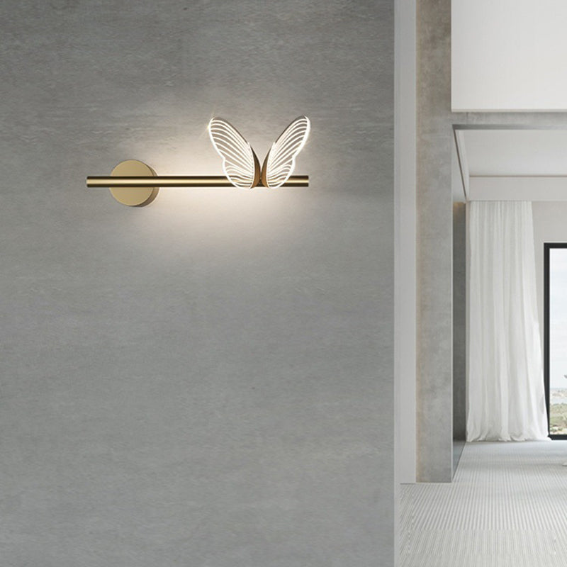 Modern Luxury Butterfly Round Long Acrylic Aluminum Iron LED Wall Sconce Lamp For Living Room