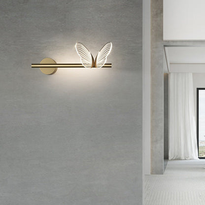 Modern Luxury Butterfly Round Long Acrylic Aluminum Iron LED Wall Sconce Lamp For Living Room