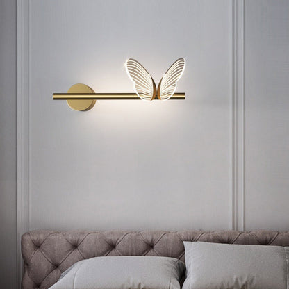 Modern Luxury Butterfly Round Long Acrylic Aluminum Iron LED Wall Sconce Lamp For Living Room