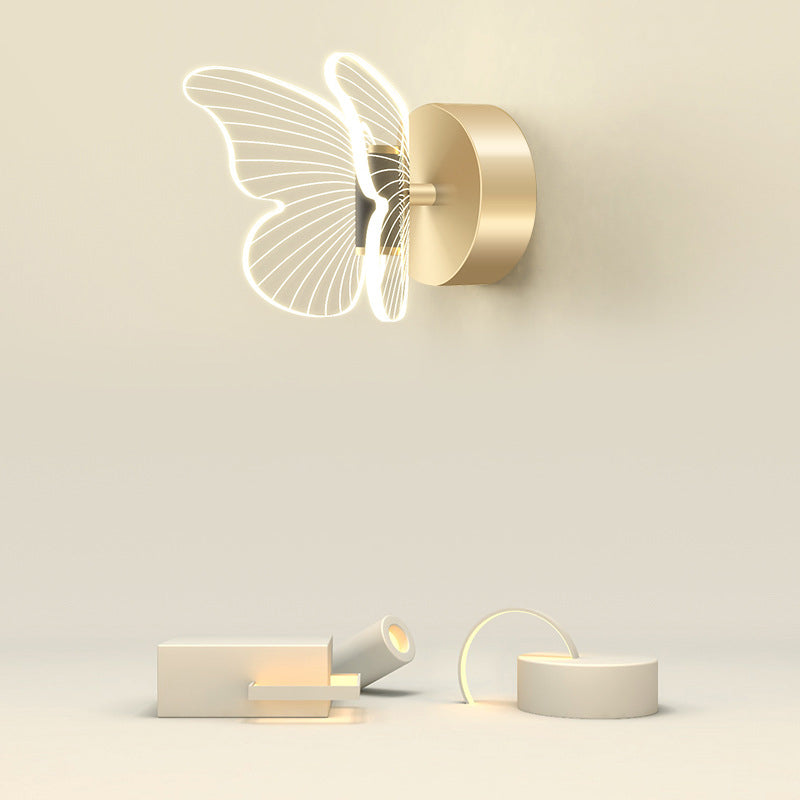 現代的なスカンジナビアのラウンドバタフライ長方形アクリルハードウェアLED壁取り付け用燭台ランプリビングルーム用