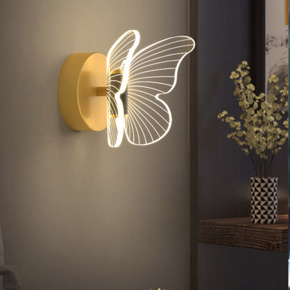 現代的なスカンジナビアのラウンドバタフライ長方形アクリルハードウェアLED壁取り付け用燭台ランプリビングルーム用