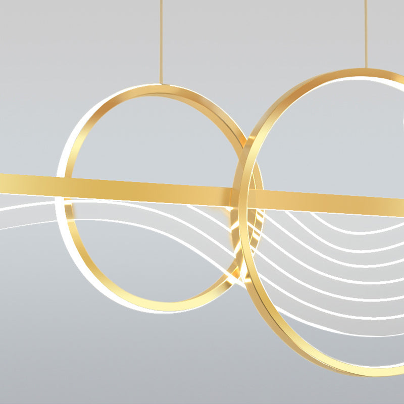 ثريا LED دائرية طويلة من الأكريليك والألومنيوم بتصميم فراشة على شكل موجة حديثة لغرفة المعيشة