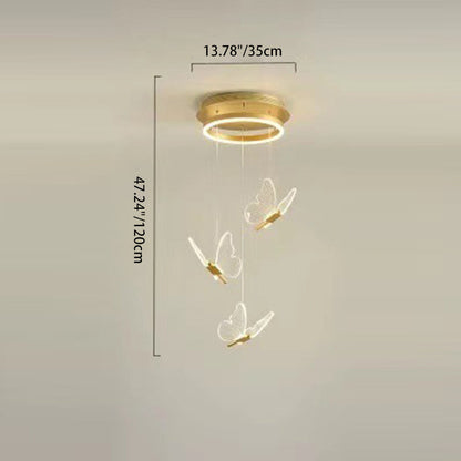 Contemporary Scandinavian Butterfly Round Acrylic Hardware LED Chandelier For Living Room