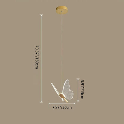 Contemporary Scandinavian Butterfly Round Acrylic Hardware LED Chandelier For Living Room