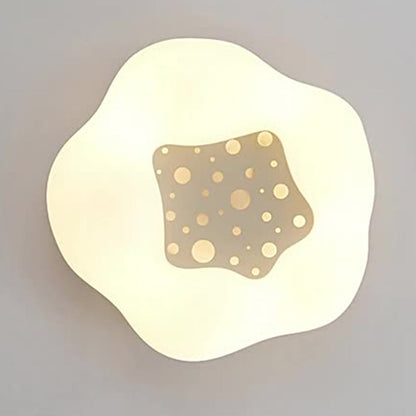 Contemporary Scandinavian Cream Wave Clouds PE Iron LED Flush Mount Ceiling Light For Living Room