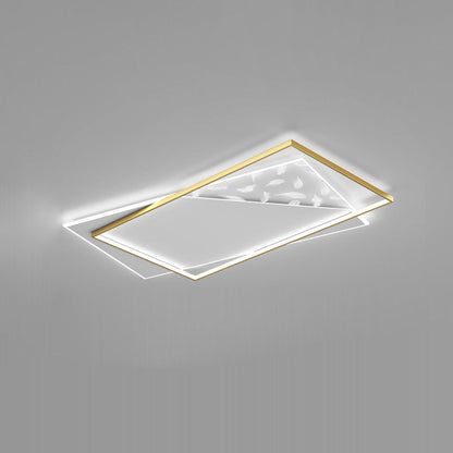 Contemporary Scandinavian Feather Rectangle Silicone Aluminum Iron LED Flush Mount Ceiling Light For Bedroom