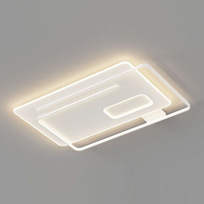 Contemporary Creative Rectangular Square Round Stacked Silicone Iron LED Flush Mount Ceiling Light For Bedroom