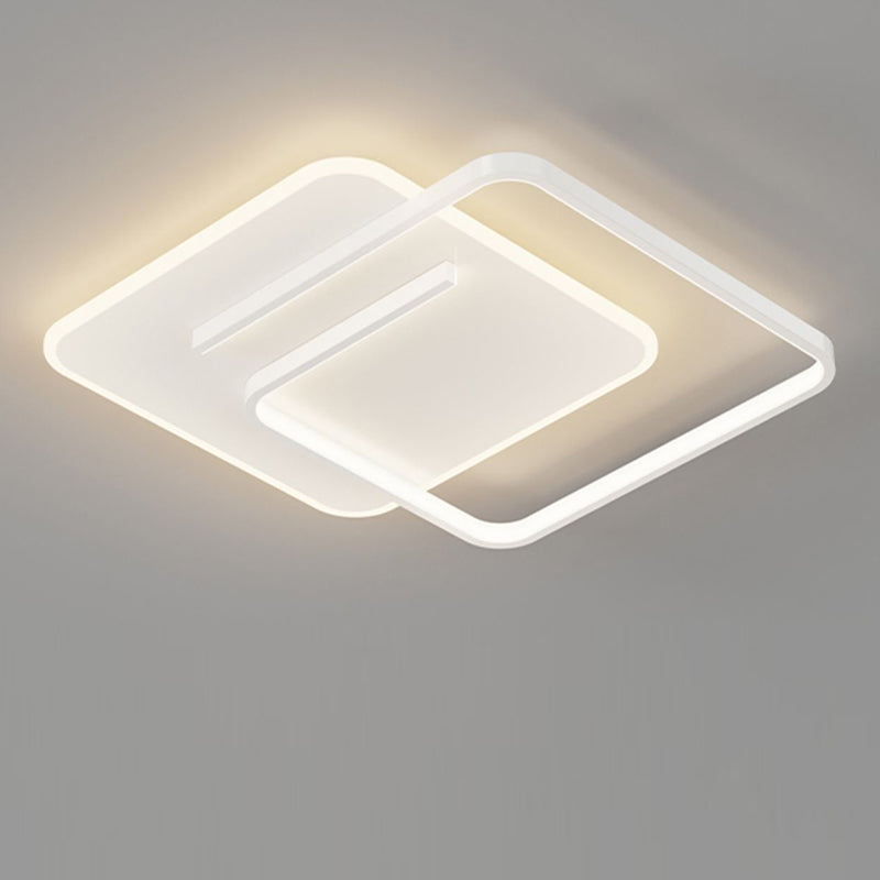 Contemporary Creative Rectangular Square Round Stacked Silicone Iron LED Flush Mount Ceiling Light For Bedroom