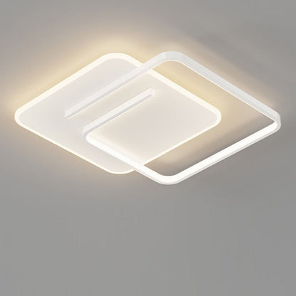 Contemporary Creative Rectangular Square Round Stacked Silicone Iron LED Flush Mount Ceiling Light For Bedroom
