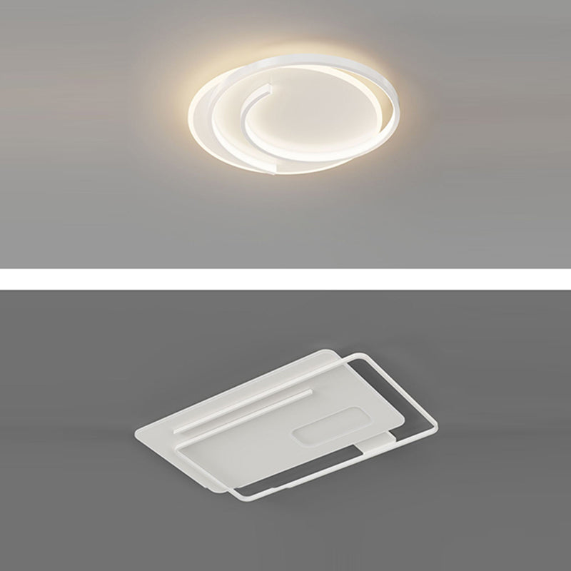 Contemporary Creative Rectangular Square Round Stacked Silicone Iron LED Flush Mount Ceiling Light For Bedroom