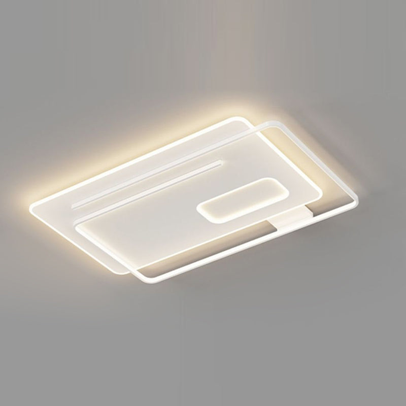 Contemporary Creative Rectangular Square Round Stacked Silicone Iron LED Flush Mount Ceiling Light For Bedroom