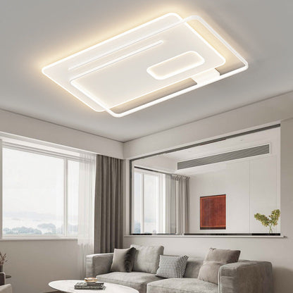 Contemporary Creative Rectangular Square Round Stacked Silicone Iron LED Flush Mount Ceiling Light For Bedroom