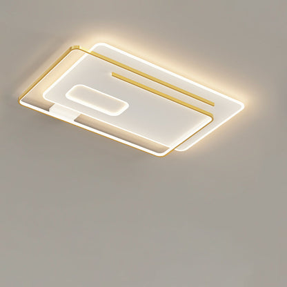 Contemporary Creative Rectangular Square Round Stacked Silicone Iron LED Flush Mount Ceiling Light For Bedroom