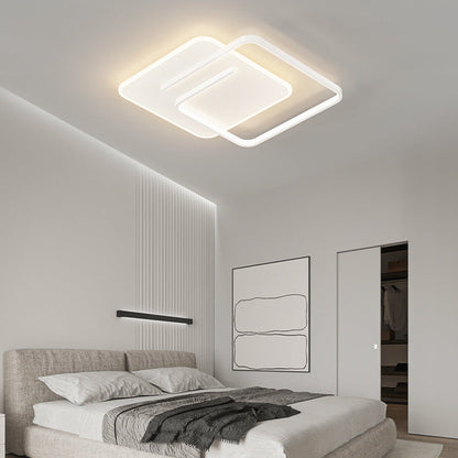 Contemporary Creative Rectangular Square Round Stacked Silicone Iron LED Flush Mount Ceiling Light For Bedroom