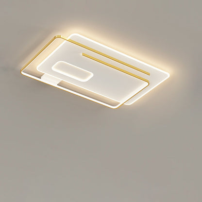 Contemporary Creative Rectangular Square Round Stacked Silicone Iron LED Flush Mount Ceiling Light For Bedroom