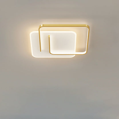 Contemporary Creative Rectangular Square Round Stacked Silicone Iron LED Flush Mount Ceiling Light For Bedroom