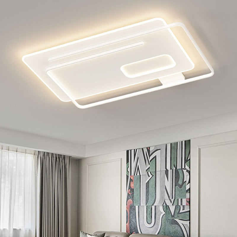 Contemporary Creative Rectangular Square Round Stacked Silicone Iron LED Flush Mount Ceiling Light For Bedroom