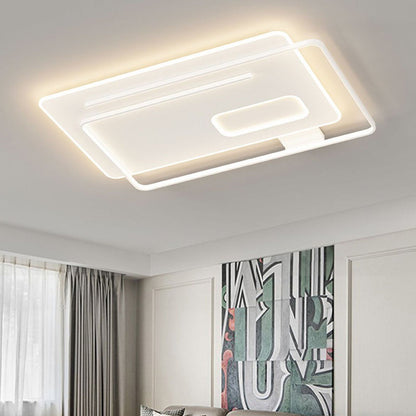 Contemporary Creative Rectangular Square Round Stacked Silicone Iron LED Flush Mount Ceiling Light For Bedroom