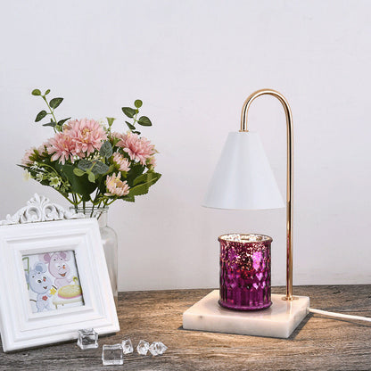 Modern Minimalist Square Conical Curved Metal Marble 1-Light Melting Wax Table Lamp For Living Room
